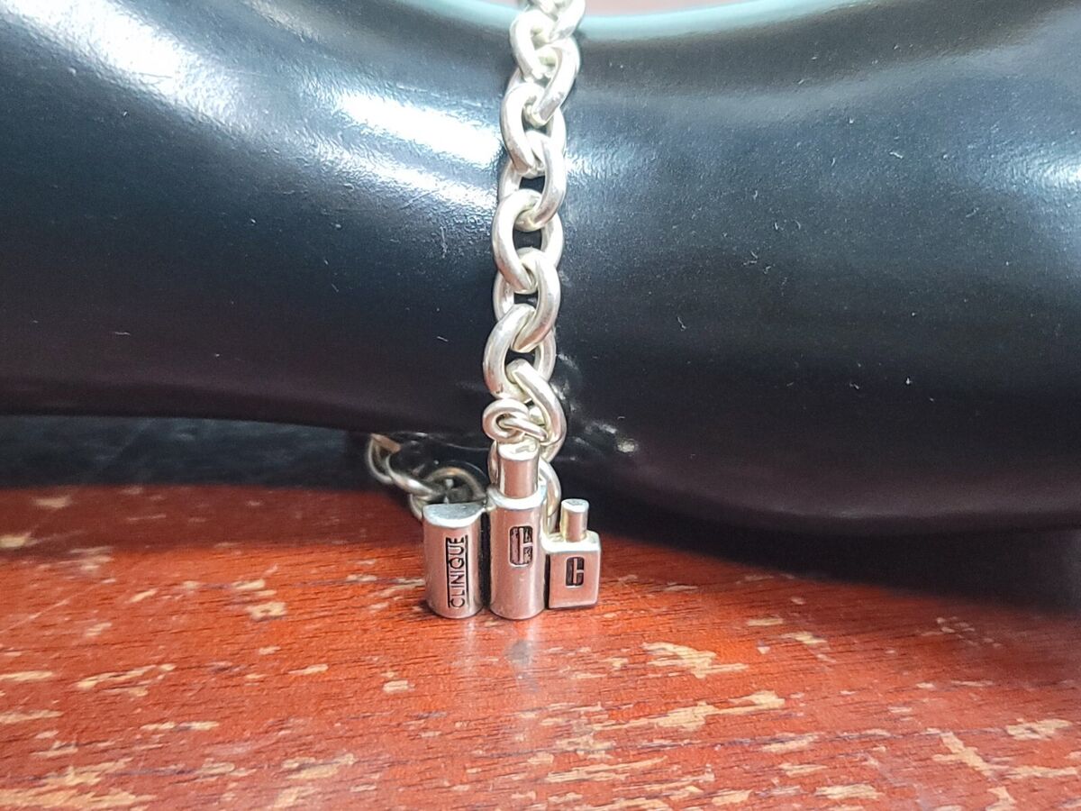 Clinique Lipstick Charm Jh925 Sterling Silver Chain Bracelet Clinique Lipstick Charm Jh925 Sterling Silver Chain Bracelet