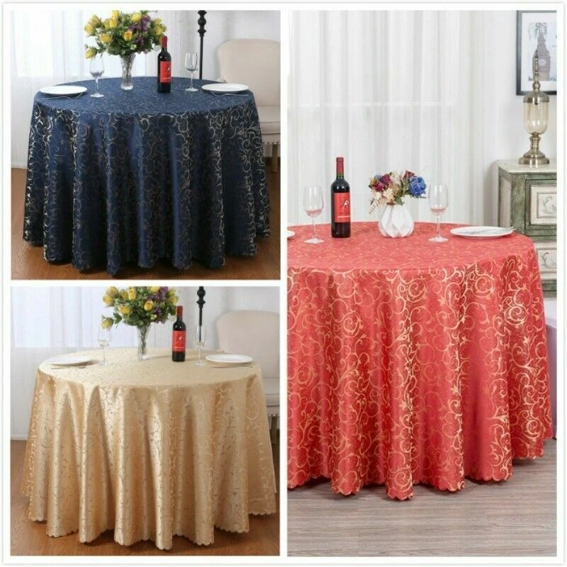 Jacquard Runde Tischdecke Polyester Damast Tischtuch Hotel Hochzeit - Bild 2 von 4