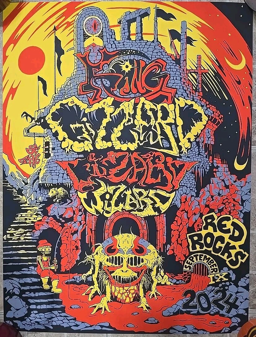 Lizard 写真集 Rock 'n' Roll Warrior King Gizzard And The Lizard Wizard Red Rocks 9/9/24 Poster X