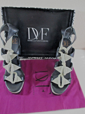 Diane  Von Furstenberg Theia 8M Black Putty Kid  DVF Platforms 5-6'' heel new in