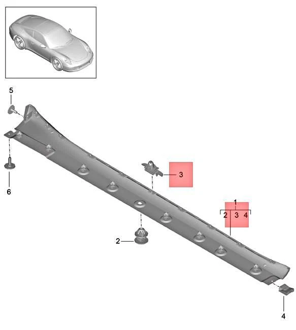 Genuine PORSCHE 911 T Turbo 991 Retaining Clip Side Member Trim  