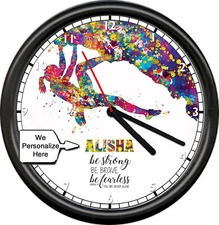 Personalized Your Name Rock Climbing Be Strong Be Brave Be Fearless Wall Clock