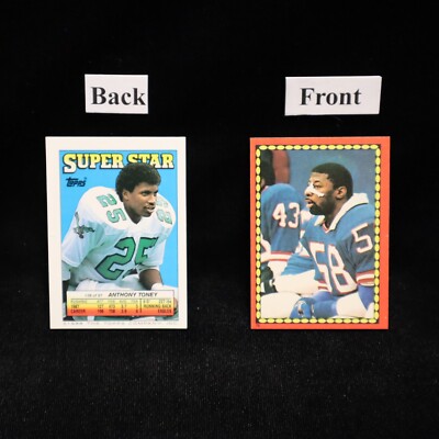 1988 Anthony Toney #38 Eagles BACK #70 Carl Banks Giants FRONT Sticker