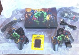 SONY PLAYSTATION 2 PS2 SLIM VINYL SKIN CONSOLE LOT BUNDLE WITH 6 GAMES