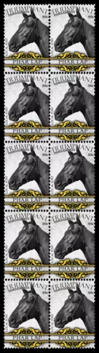 PHAR LAP THOROUGHBRED HORSE RACING STRIP OF 10 MINT VIGNETTE STAMPS