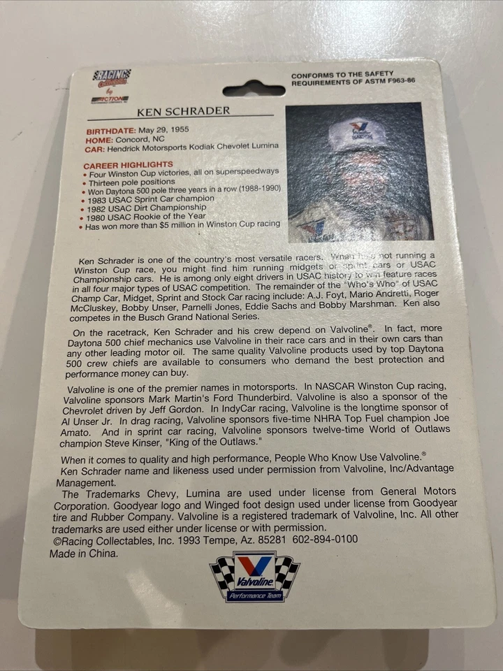 Ken Schrader #25 1993 Valvoline Limited Edition 1:64 Diecast Action Hendrick  - Image 3 of 3