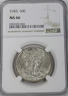 1943 Walking Liberty Half Dollar : NGC MS66