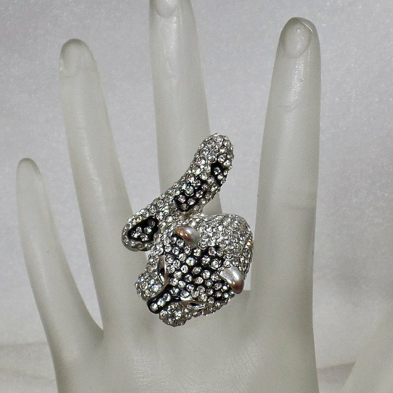Jaguar Rhinestone Cougar Ring With 7.1ct Lab-Created Diamonds In