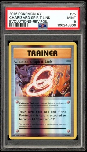 2016 Pokemon XY Evolutions #75 Charizard Spirit Link Reverse holo PSA 9 Mint
