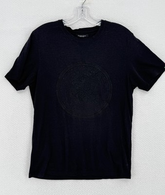 Stefano Ricci Mens Black Embroidered Eagle Short Sleeve T Shirt Made in Italy