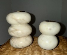 Vintage 1960 s White Marble Stone Candle Hold...