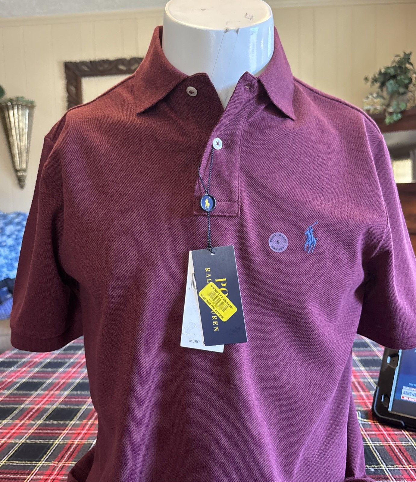 NWT Polo Ralph Lauren Short Sleeve Dark Red Heather Golf Shirt Men's Size S thumbnail 19