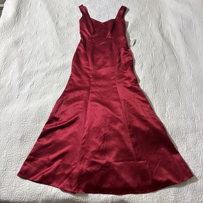 After Six Sleeveless Sweetheart  Red Satin Dress Evening  Mermaid  Size 8 NWT