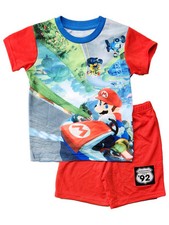 Boys Blue  Red Mario Kart Short Sleeve T-Shirt  Sleep Shorts Pajamas