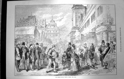 Original alter antiker Druck 1872 Szene Marktplatz Leipzig Jahrmarkt Menschen 19.