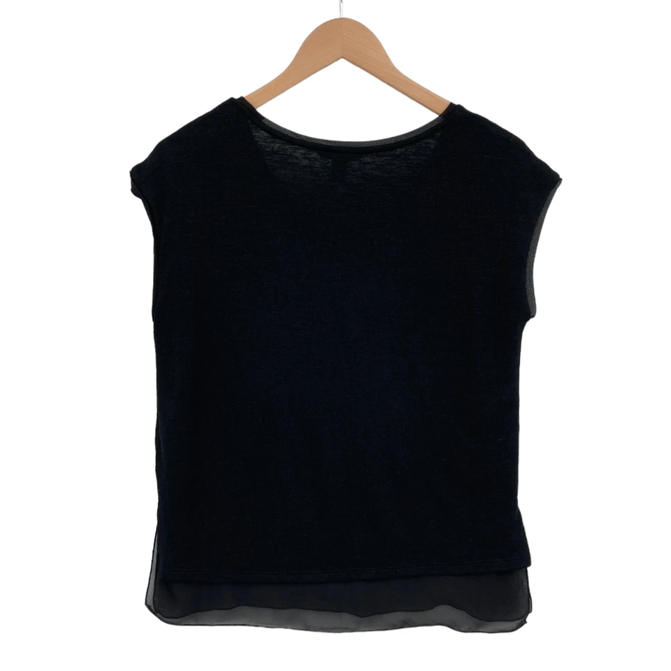 Blusa Top Banana Republic Mujer Petite PXS Negra Modal Sin Mangas Cuello Redondo Foto 2 de 4