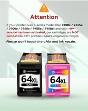 64XL Black and Color Ink Cartridge Replacement for HP Ink