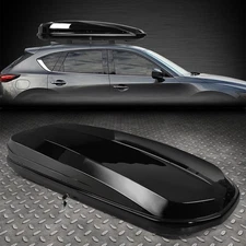 GLOSS BLACK CAR TOP CARGO CARRIER VEHICLE ROOF MOUNT LUGGAGE STORAGE BOX W/ LOCK