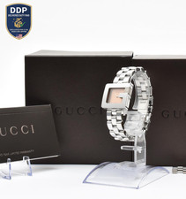 Near Mint GUCCI 3600L G-Watch Gold Champagne Dial w/Box Papers Links JAPAN