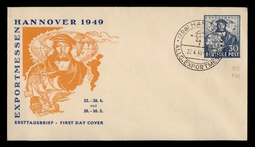 DR WHO 1949 GERMANY FDC HANNOVER EXPORT FAIR CACHET M72361