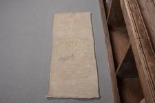 Beige Decorative Rug, 1x3 ft Handmade Accent Rug