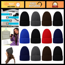 12 Pack Cozy Knitted Winter Beanie Hats for Men Women, Warm Cuffed Skull Caps