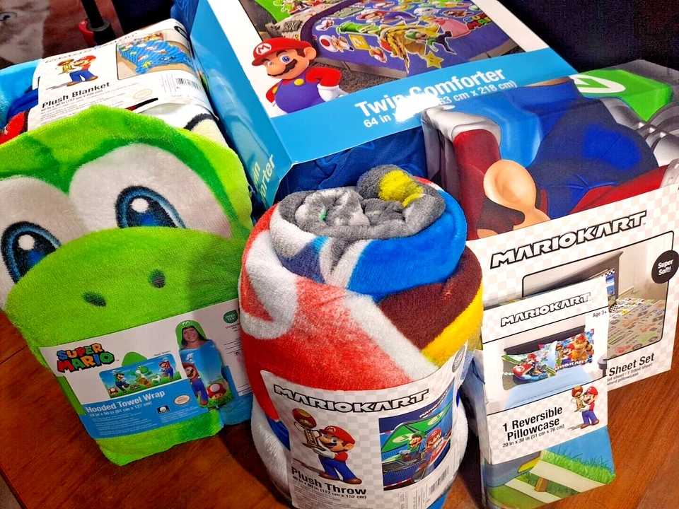 Juego de sábanas Mario Kart niños niños Yoshi polar Pokemon Pikachu tiro doble 8 piezas Foto 2 de 4