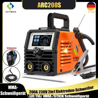 2IN1 MMA 200A Schweißgerät Inverter TIG  Stick 230V Mini-Schweißmaschine HITBOX