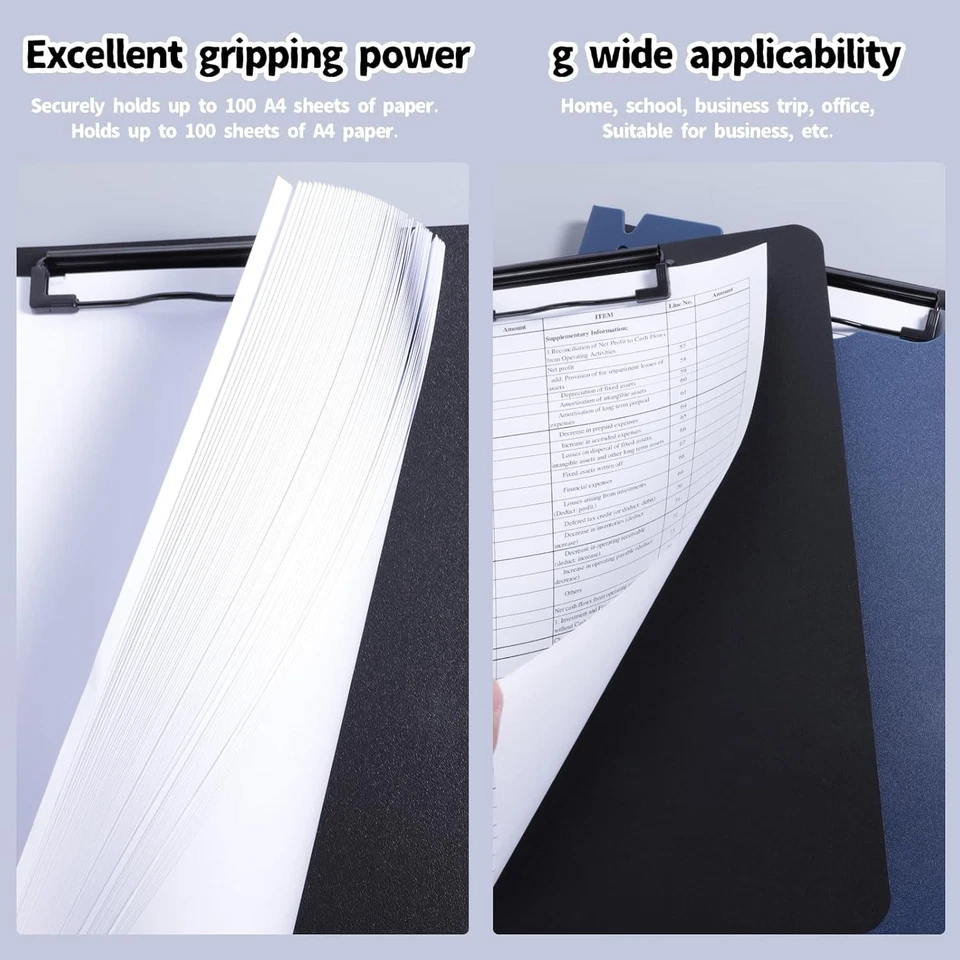Klemmbrett a4, Schreibmappe Klemmbrett mit deckel, Klemmbrettmappe mit 2 Klem... - Bild 4 von 4