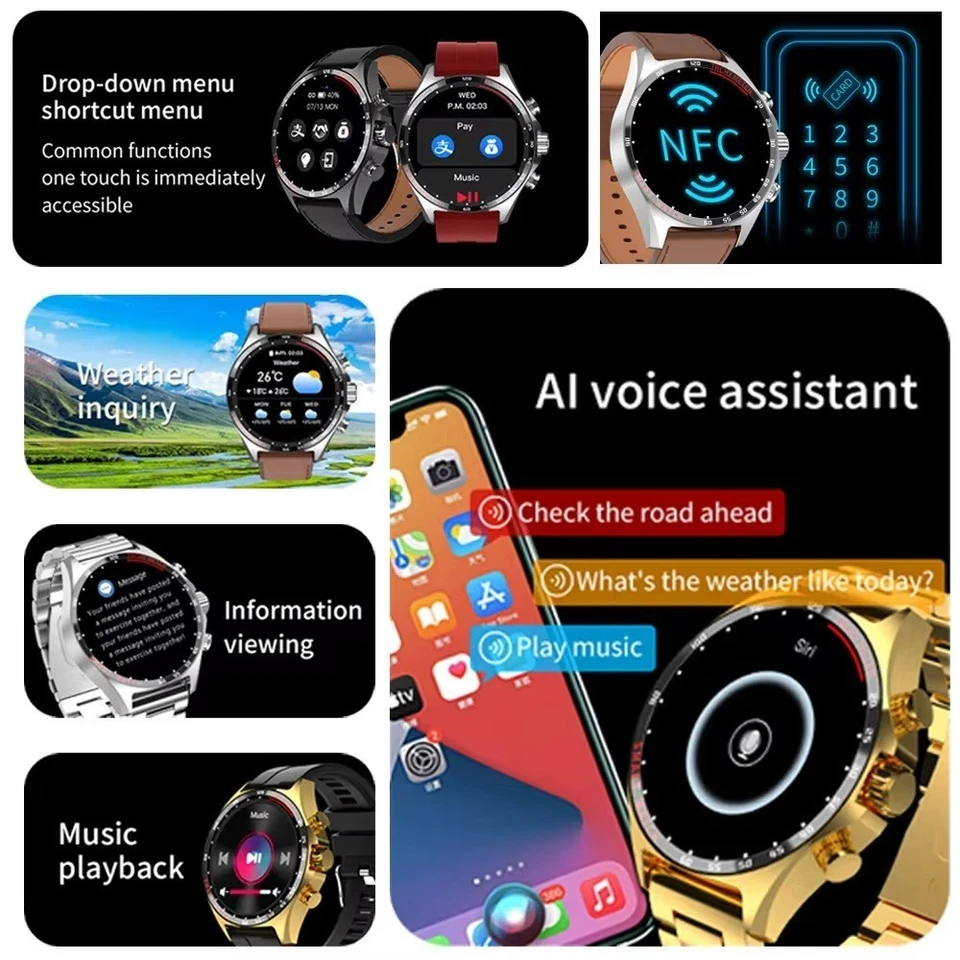 2024 GPS Sports Smartwatch Men Bluetooth Call HD Health Tracker Compass IP68 Wat - Image 2 of 4