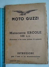 Moto Guzzi ERCOLE 500cc. manuale uso e manutenzione 1953 ORIGINALE