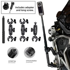 Motorcycle Invisible Selfie Stick Dual Clamp Mount for Insta360 X4 X3 X2