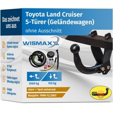 ANHÄNGERKUPPLUNG starr für Toyota Land Cruiser 98-07 +7polig E-Satz ABE
