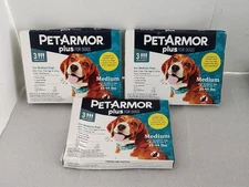 NEW 3 Boxes PetArmor Plus Medium Dogs 23-44 lbs Tick Lice Fleas 9 Mo. Supply