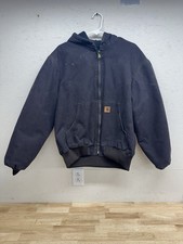 Vintage Y2K Carhartt J130 DKB LARGE Active Jacket Faded Brown Hooded Quilt Lined