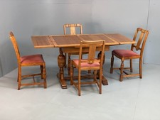Vintage Ercol Dining Set Oak Table 4 Chairs Pink Velour Country EB11562 MWOO