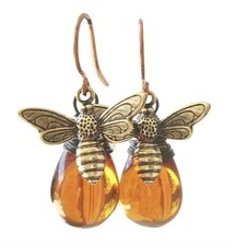 Honey Bee Drop Honey Gold Earrings