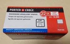 PORTER CABLE GALVANIZED UPHOLSTERY STAPLES 3/8" 22 GAUGE 10000 count PU558G NEW