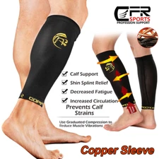 COPPER Compression Calf Sleeve Running Leg Support Brace Sport Shin Splint Socks