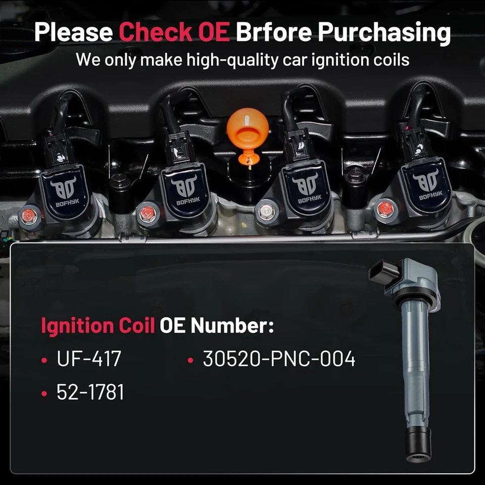 4 Ignition Coil Pack For 2007-2012 Acura RDX L4 2.3L 2004-2008 Acura TSX L4 2.4L Foto 4 de 4