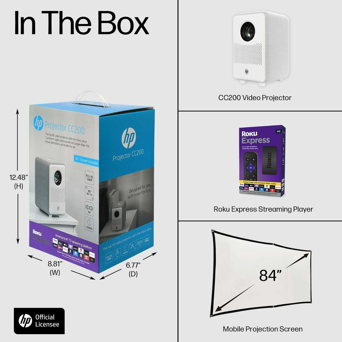 NEW* HP CC200 Projector 1080p with ROKU Express Streaming Player