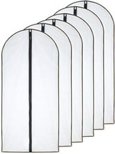 Garment Bag Set of 6 Plastic Garment Bags with Zipper Hanging Clothes Cover Dr