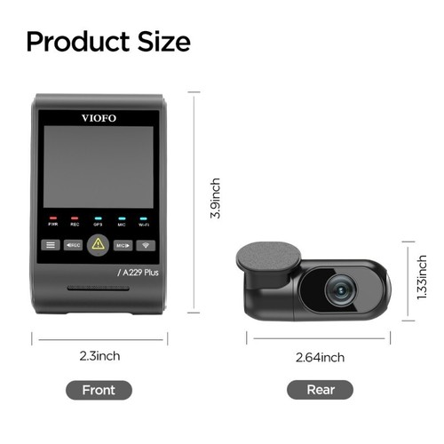 VIOFO A229 PLUS 2CH FRONT AND REAR 2K+2K HDR 5GHZ WI-FI GPS with HARDWIRE KIT - Picture 6 of 13