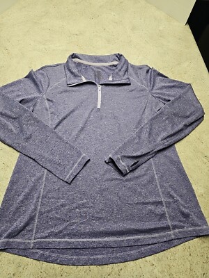 Danskin Now Women's Solid Purple 1/4 Zip Long Sleeve Pullover Athletic Shirt