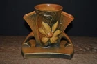 Roseville Clematis Brown Triple Vase 102-5"