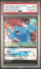 2023 Disney Lorcana PSA 10 SIGNED Genie On The Job DOUBLE SWORD ERROR AUTO Romer