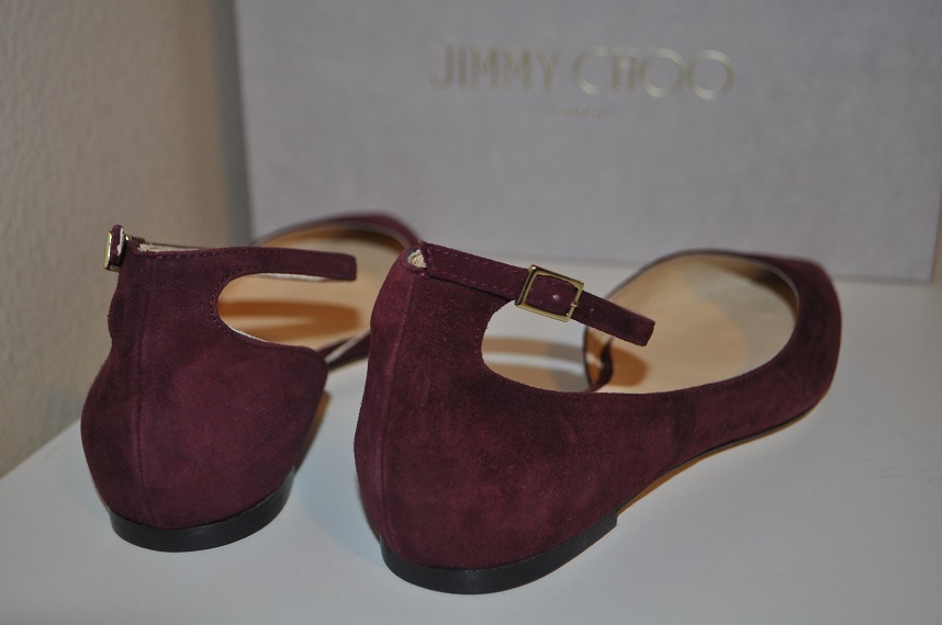 NIB JIMMY CHOO LUCY Suede Half d'Orsay Flat Ankle Strap