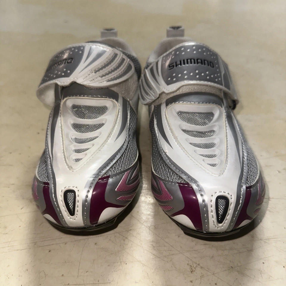 Zapatos de ciclismo Shimano SH-WT52 para mujer blancos talla 5 EU 36 carbono triatlón SPD SL Foto 4 de 4