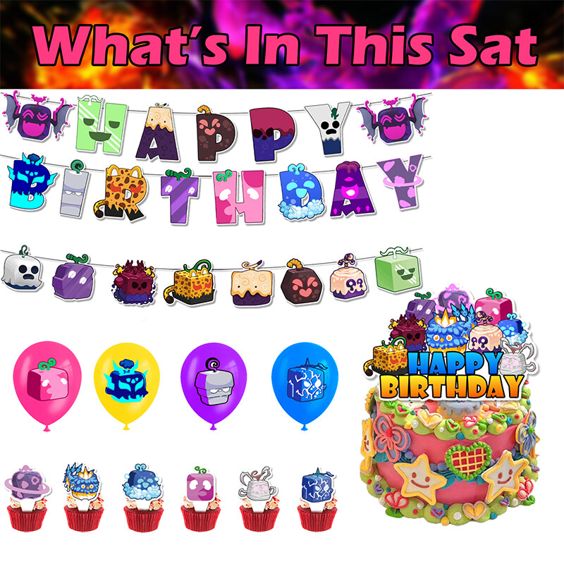 Colorful Blox Fruits Party Decorations Pirate King Game Box Flag