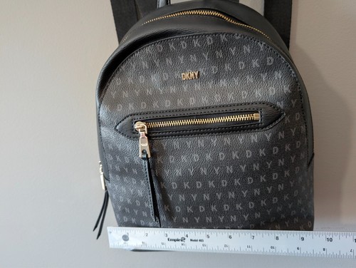 DKNY Chelsea Logo Women's Backpack Faux Leather Black Polyvinyl Y2K Gothic NWOT - Picture 11 of 14